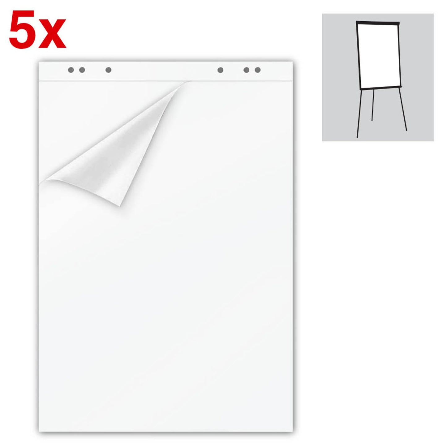 Flipchart-Papier 67,5 x 98,0 cm, 20 Blatt, 5 Blöcke