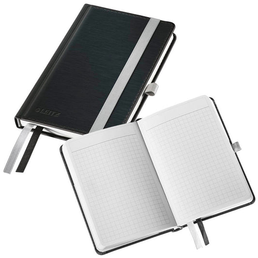 LEITZ Notizbuch DIN A6 kariert, satin schwarz Hardcover 160 Seiten | 44910094