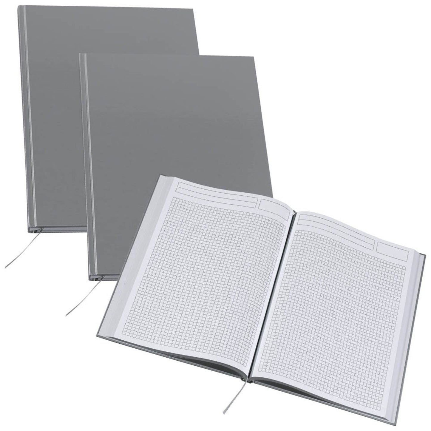 neutral Notizbücher DIN A4 kariert, silber Hardcover 192 Seiten | 5313-3 | 1 Pack = 3 St.