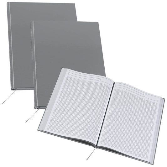 neutral Notizbücher DIN A4 kariert, silber Hardcover 192 Seiten | 5313-3 | 1 Pack = 3 St.