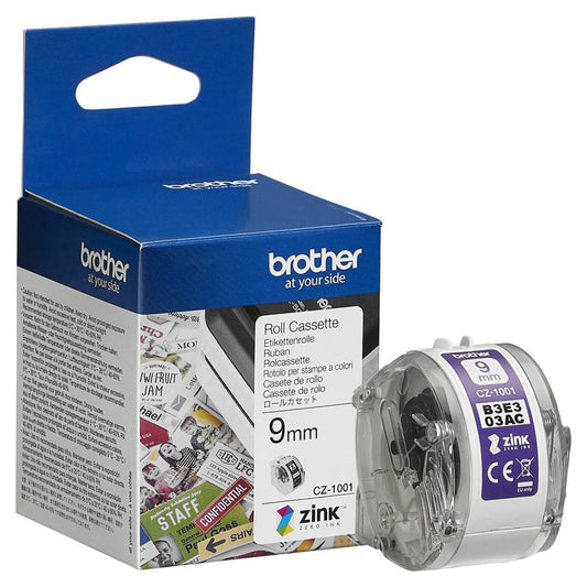 brother Endlospapierrolle für Etikettendrucker weiß 9,0 mm x 5,0 m | CZ-1001
