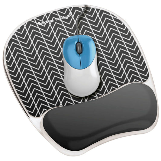 Fellowes Mousepad mit Handgelenkauflage Photo Gel Zick-Zack schwarz, weiß | 9653401