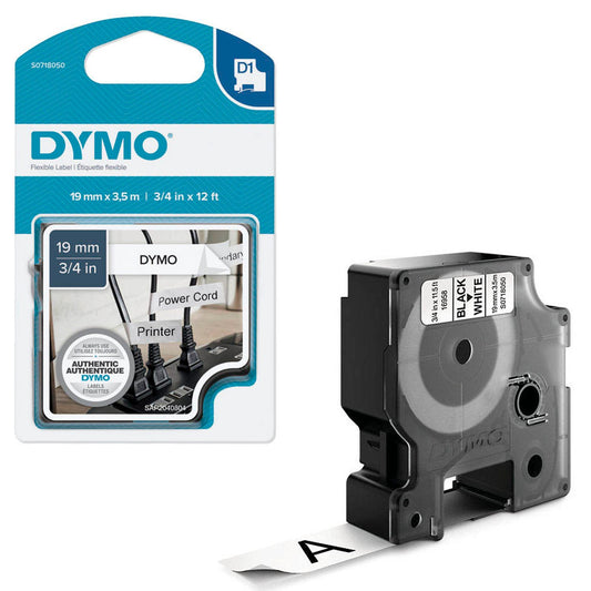 DYMO Schriftband D1 16958 , 19 mm schwarz auf weiß | S0718050