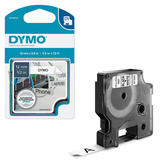 DYMO Schriftband D1 16957 , 12 mm schwarz auf weiß | S0718040