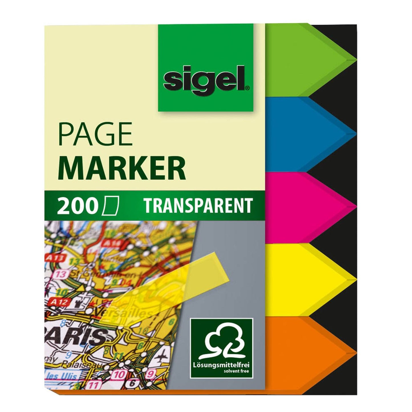 SIGEL TRANSPARENT Haftmarker farbsortiert 5x 40 Streifen | HN613 | 1 Pack = 5x 40 Streifen