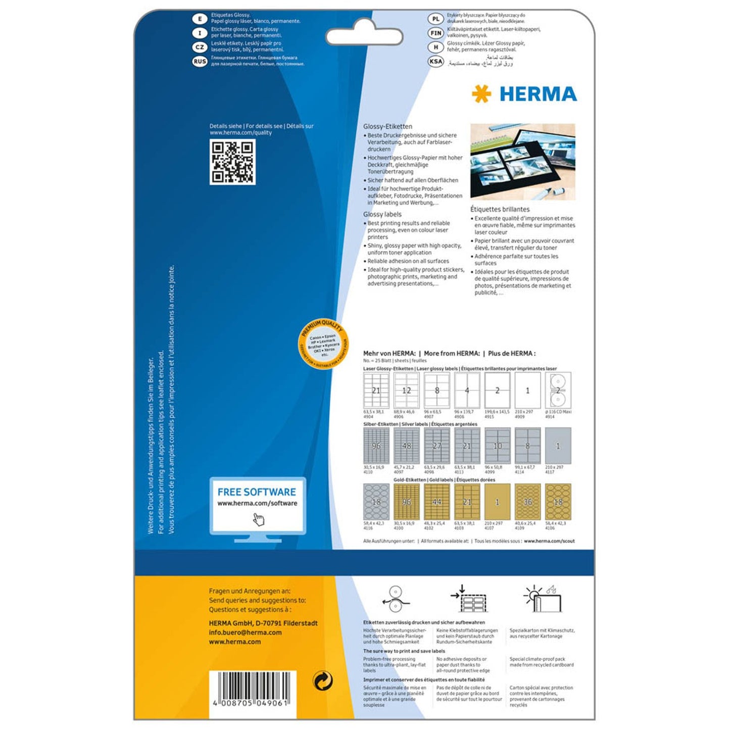 HERMA Etiketten weiß 88,9 x 46,6 mm | 4906 | 1 Pack = 25 Blatt