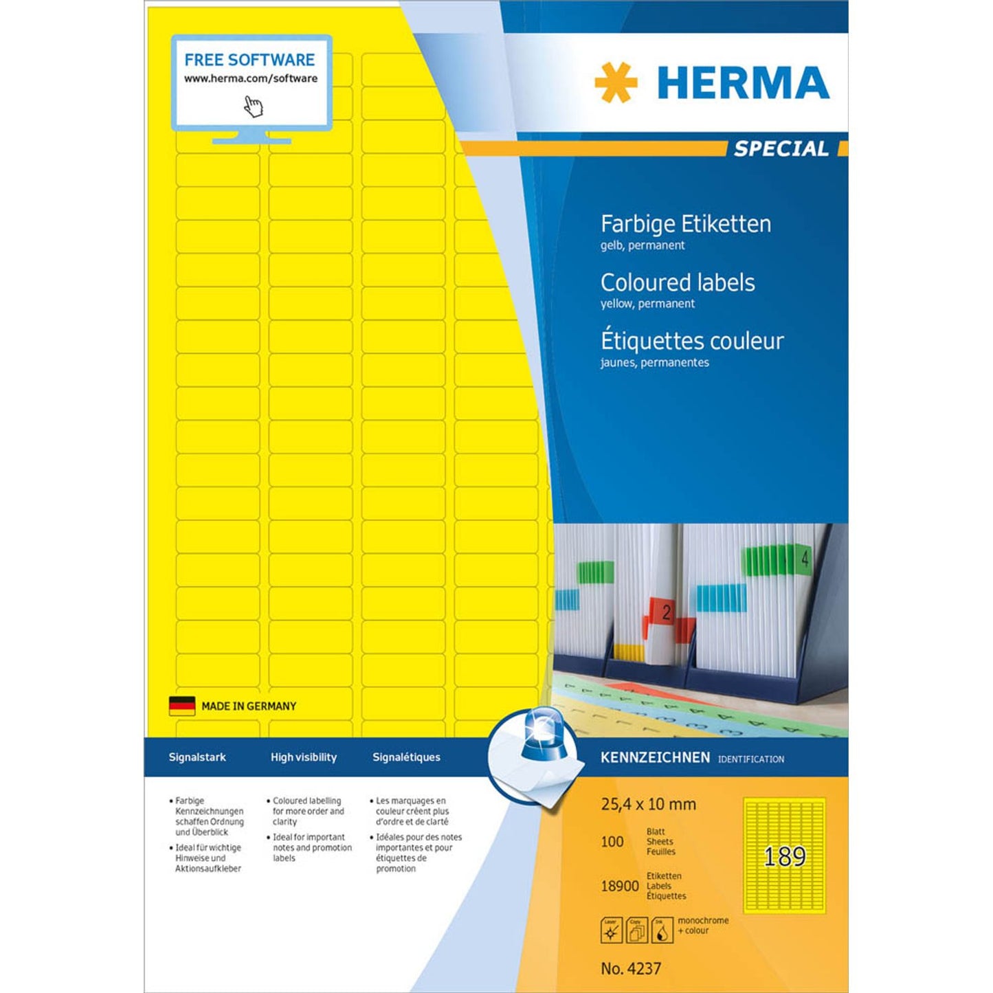 HERMA Etiketten gelb 25,4 x 10,0 mm | 4237 | 1 Pack = 100 Blatt