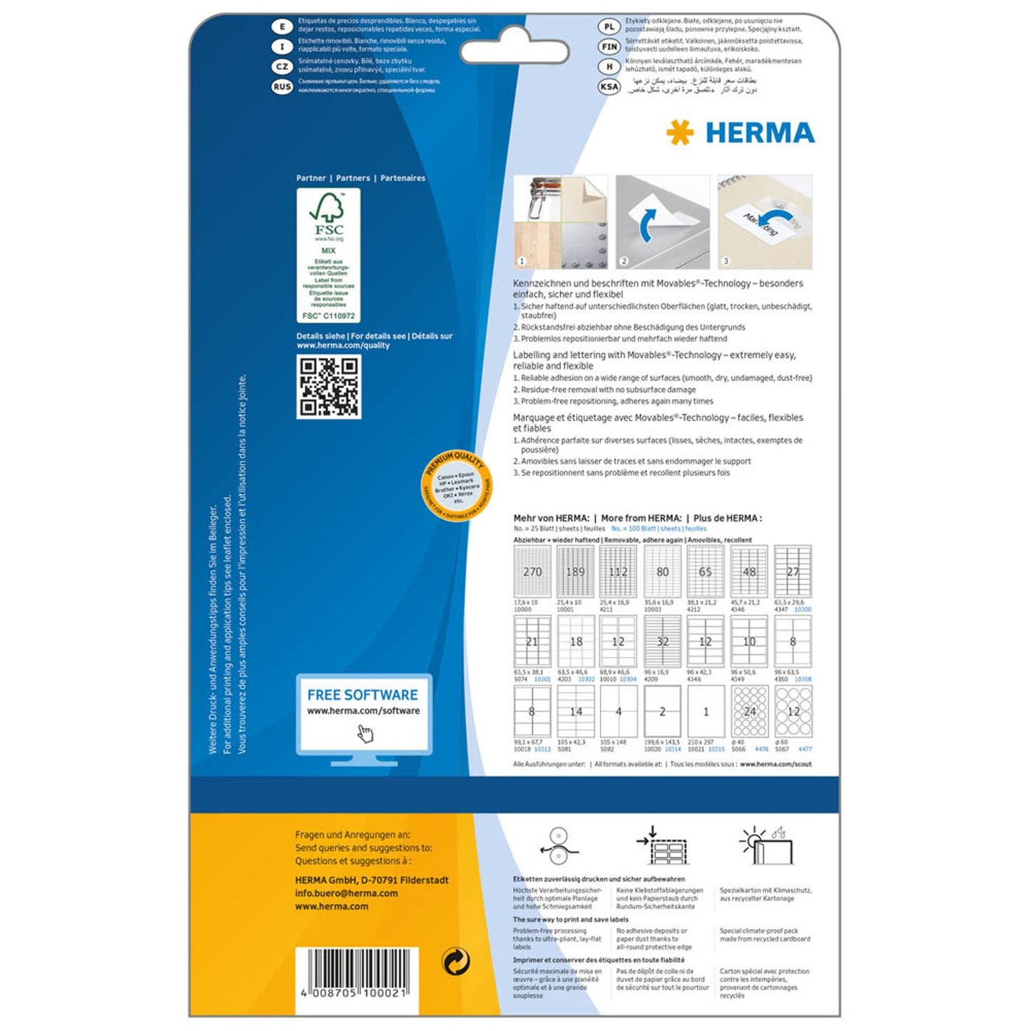 HERMA Etiketten weiß 35,6 x 16,9 mm | 10002 | 1 Pack = 25 Blatt