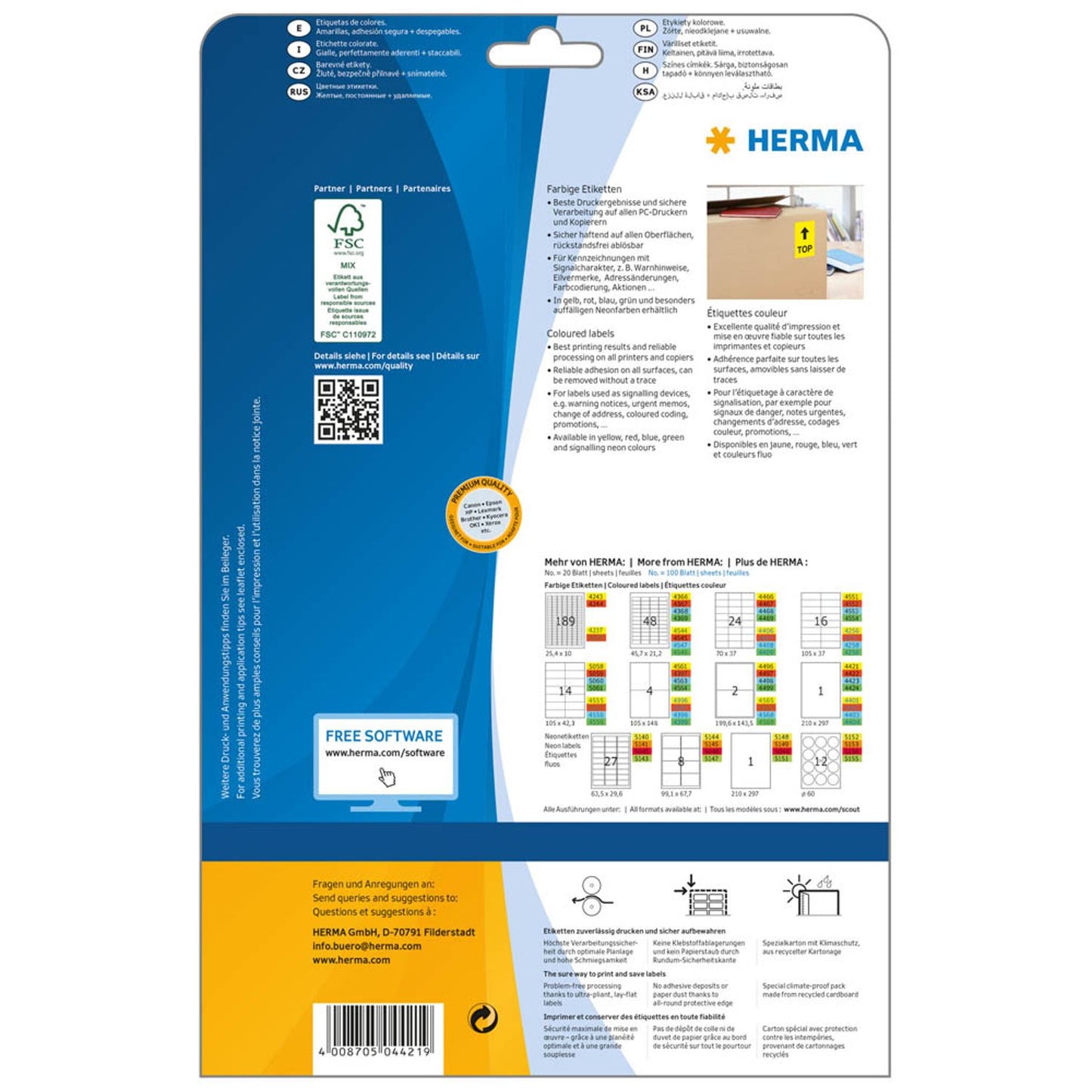 HERMA Etiketten gelb 210,0 x 297,0 mm | 4421 | 1 Pack = 20 Blatt