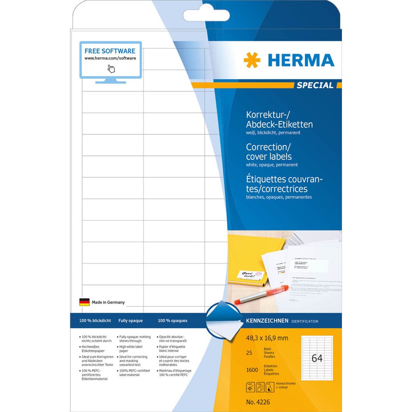 HERMA Etiketten weiß 48,3 x 16,9 mm | 4226 | 1 Pack = 25 Blatt