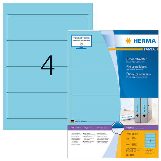 HERMA Ordneretiketten blau | 4298 | 1 Pack = 100 Blatt