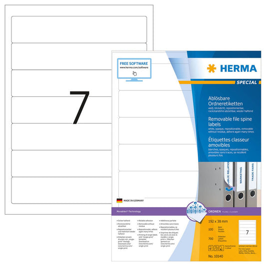 HERMA Ordneretiketten weiß | 10140 | 1 Pack = 100 Blatt