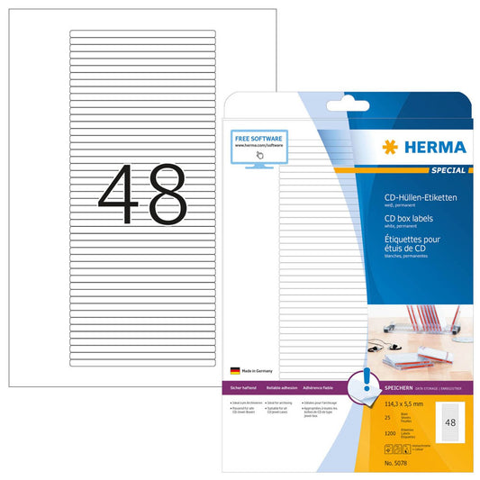 HERMA CD-Etiketten weiß | 5078 | 1 Pack = 25 Blatt
