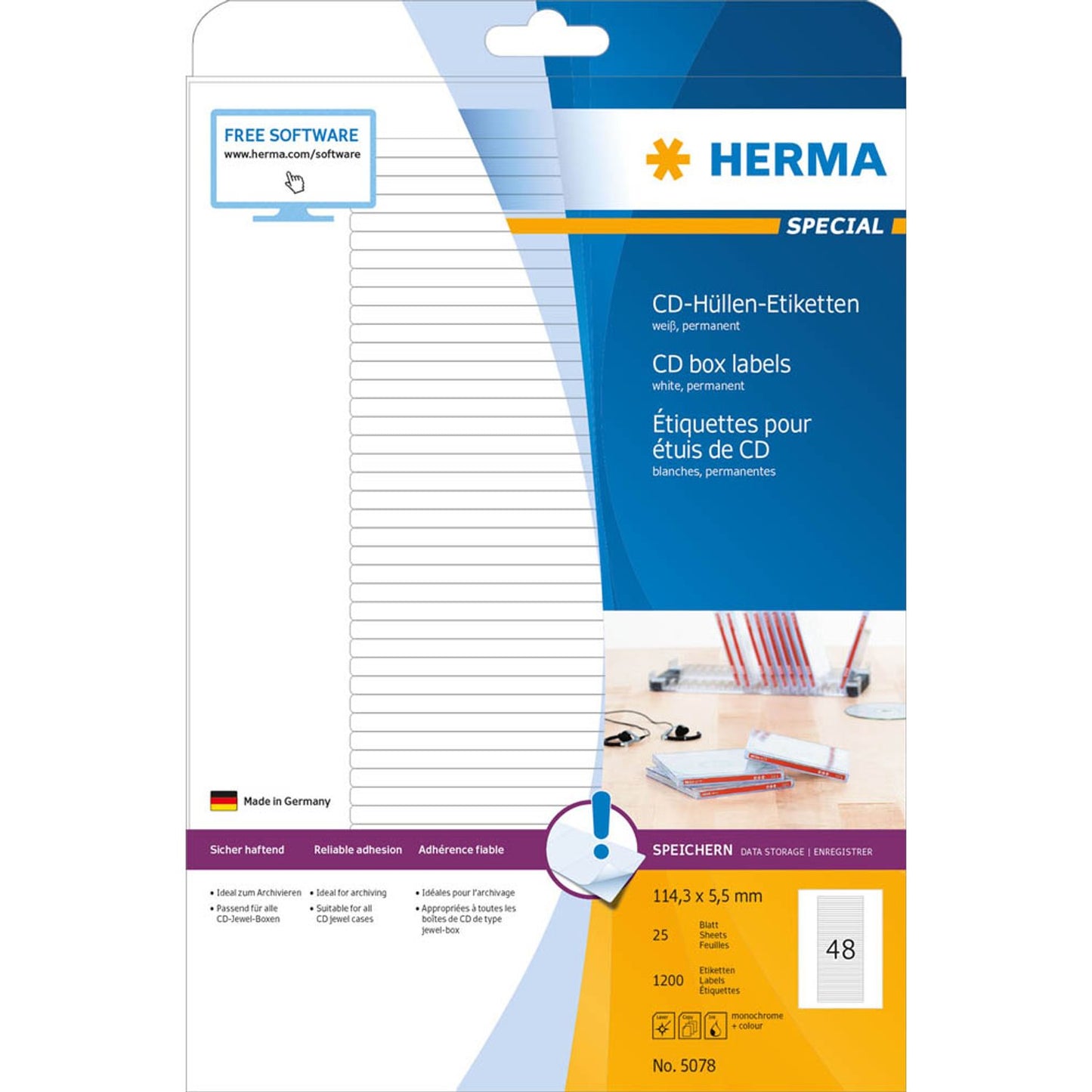 HERMA CD-Etiketten weiß | 5078 | 1 Pack = 25 Blatt