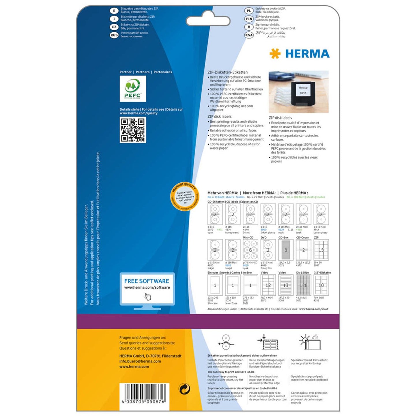 HERMA Disketten-Etiketten weiß | 5087 | 1 Pack = 25 Blatt