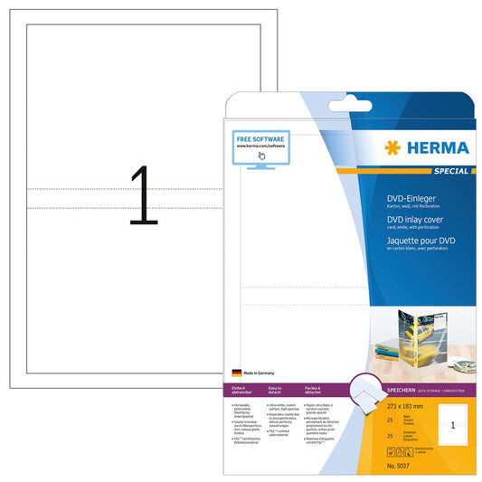 HERMA DVD-Einleger weiß | 5037 | 1 Pack = 25 Blatt