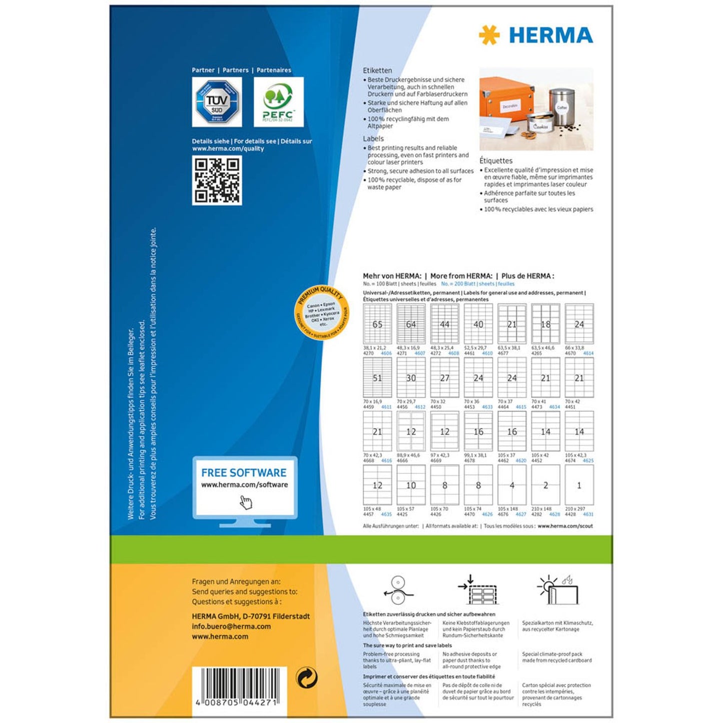 HERMA Etiketten weiß 105,0 x 35,0 mm | 4427 | 1 Pack = 100 Blatt
