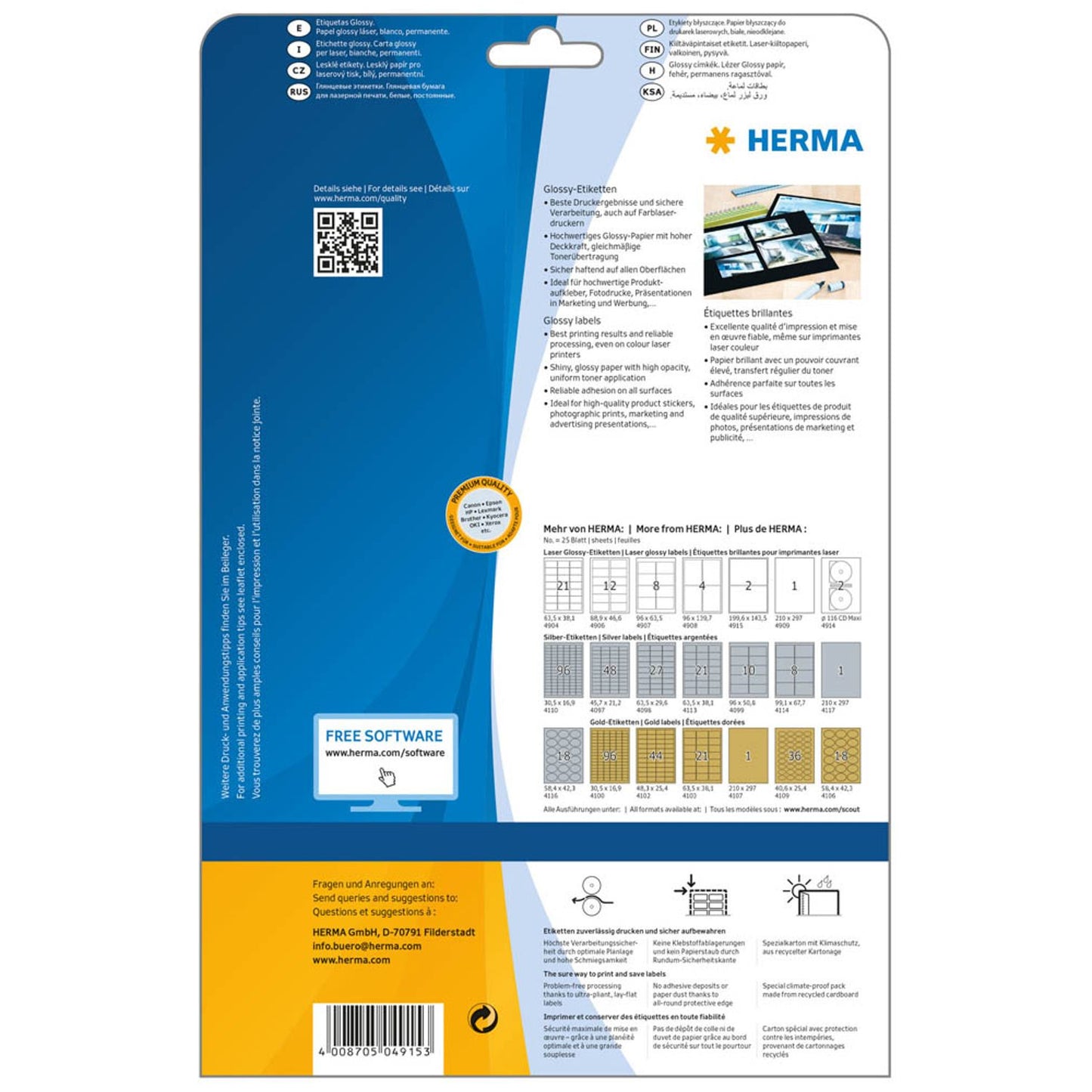 HERMA Etiketten weiß 199,6 x 143,5 mm | 4915 | 1 Pack = 25 Blatt