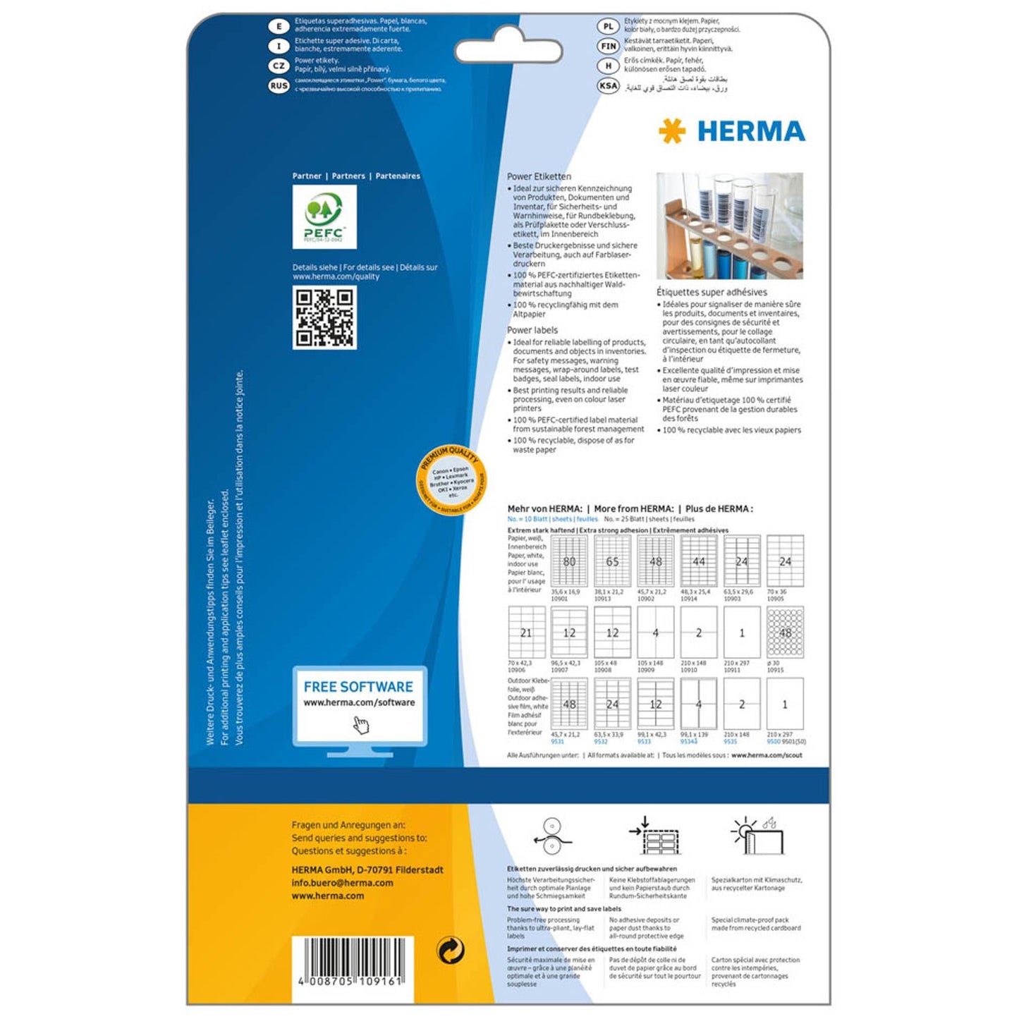 HERMA Power-Etiketten weiß 25,4 x 16,9 mm | 10916 | 1 Pack = 25 Blatt