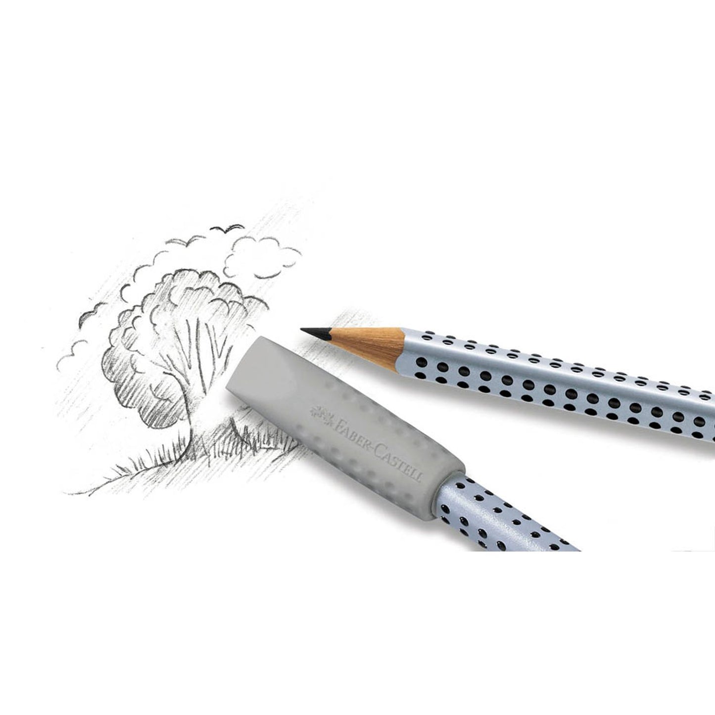 FABER-CASTELL Radiergummis GRIP 2001 Eraser CAP grau | 187000 | 1 Pack = 2 St.