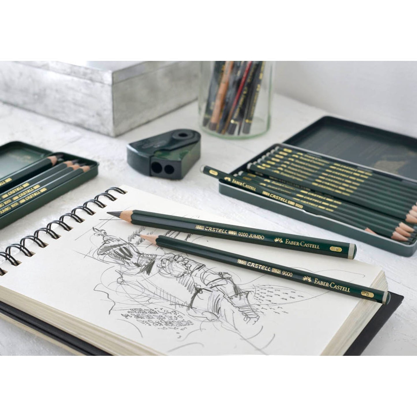 FABER-CASTELL Castell 9000 Art Set Bleistift-Set B, H, HB, 2H, 2B, F, 3B, 4B, 5B, 6B, 7B, 8B grün | 119065 | 1 Pack = 12 St.