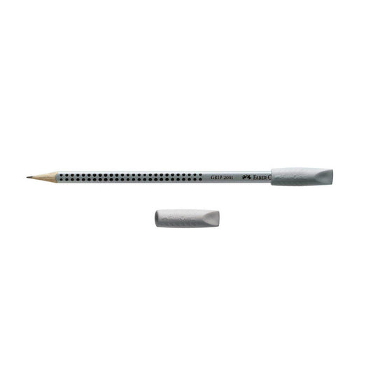 FABER-CASTELL Radiergummis GRIP 2001 Eraser CAP grau | 187000 | 1 Pack = 2 St.