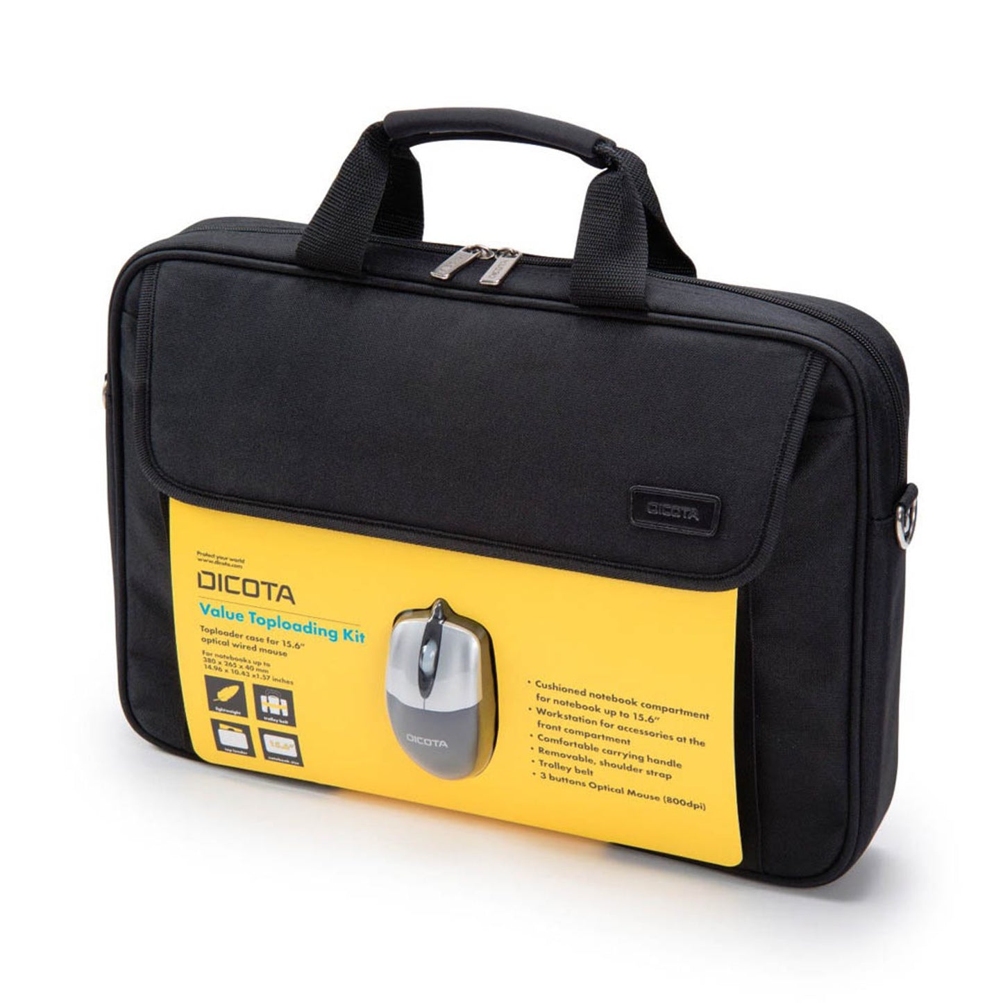 DICOTA Laptoptasche Value Toploading Kit Kunstfaser schwarz bis 39,6 cm (15,6 Zoll) | D30805