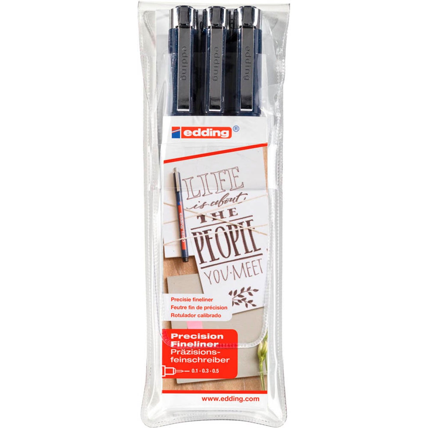 edding 1800 profipen Fineliner schwarz 0,1 + 0,3 + 0,5 mm | 4-1800-3 | 1 Set = 3 St.