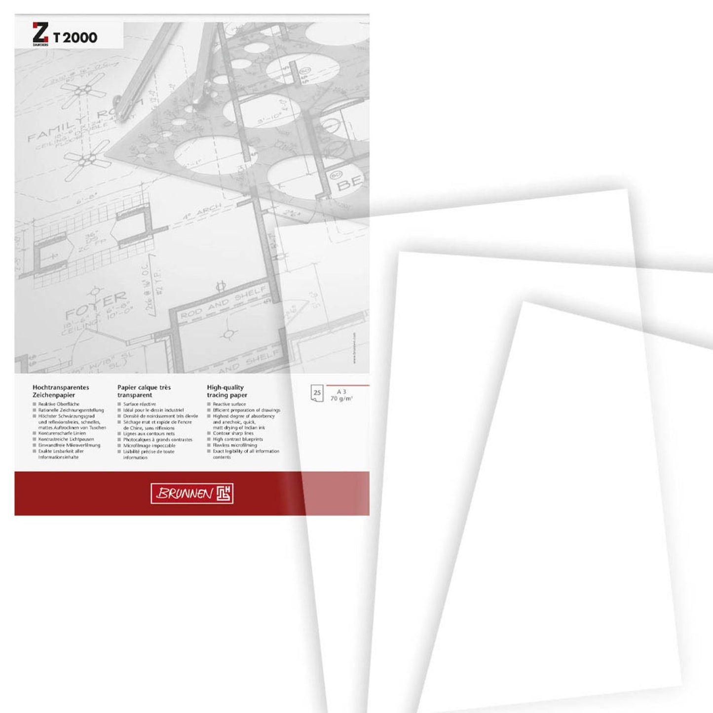 BRUNNEN Transparentpapier 70 g/qm | 1047360 | 1 Block = 25 Blatt