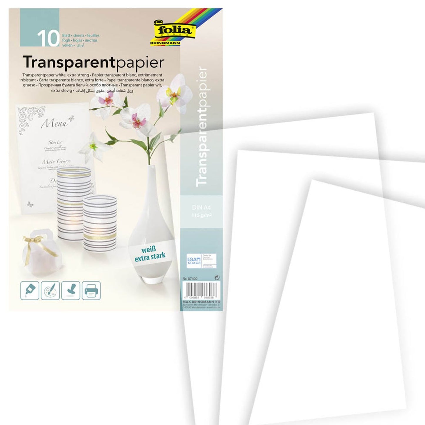 folia Transparentpapier 115 g/qm | 87409 | 1 Pack = 10 Blatt