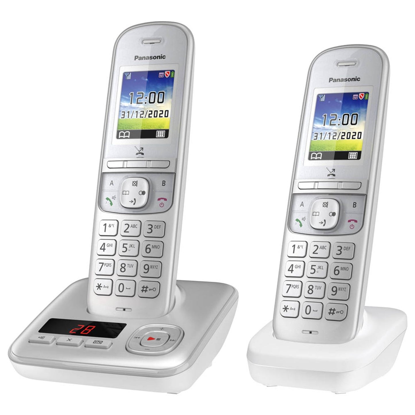 Panasonic Schnurloses Telefon-Set mit Anrufbeantworter silber | KX-TGH722GG