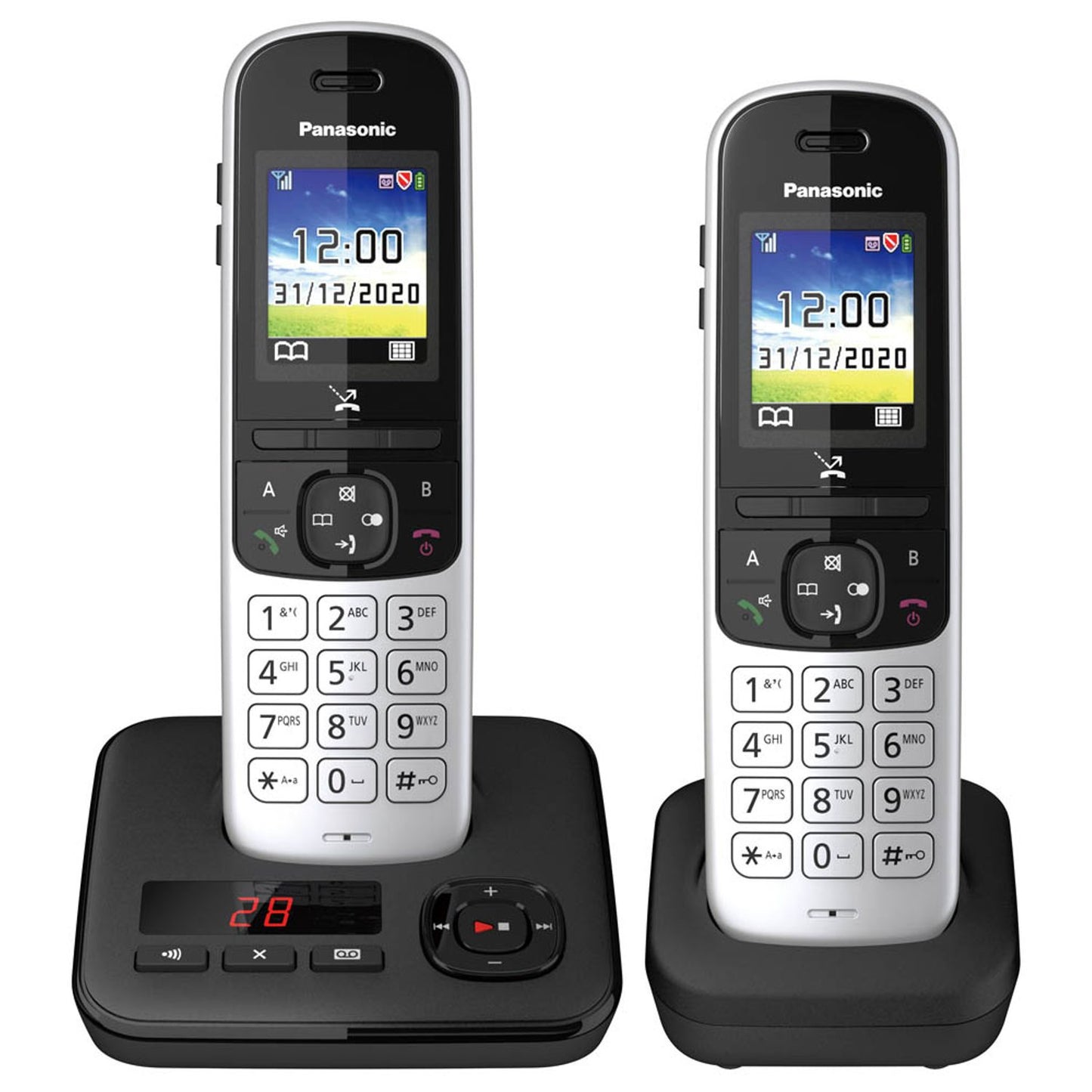 Panasonic Schnurloses Telefon-Set mit Anrufbeantworter silber-schwarz | KX-TGH722GS