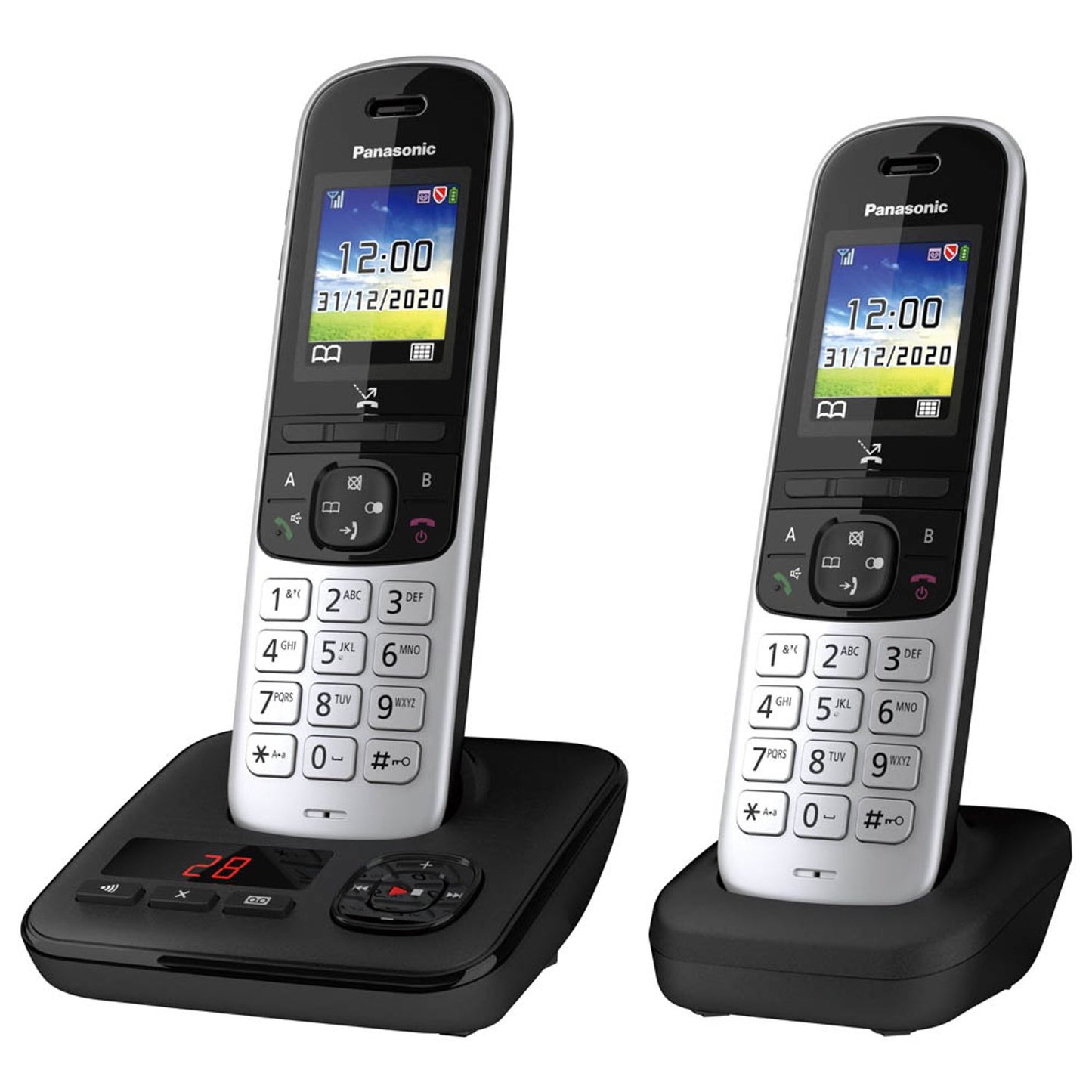 Panasonic Schnurloses Telefon-Set mit Anrufbeantworter silber-schwarz | KX-TGH722GS