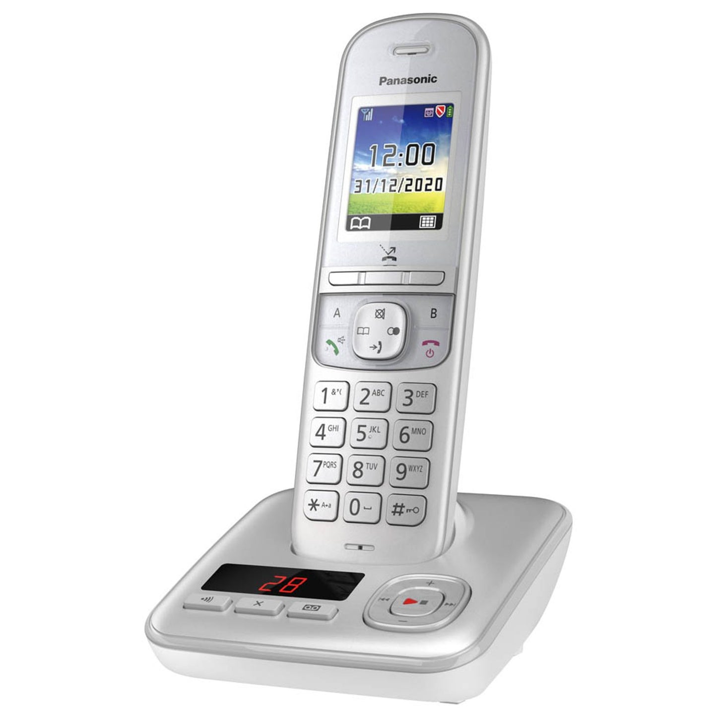 Panasonic Schnurloses Telefon mit Anrufbeantworter silber | KX-TGH720GG