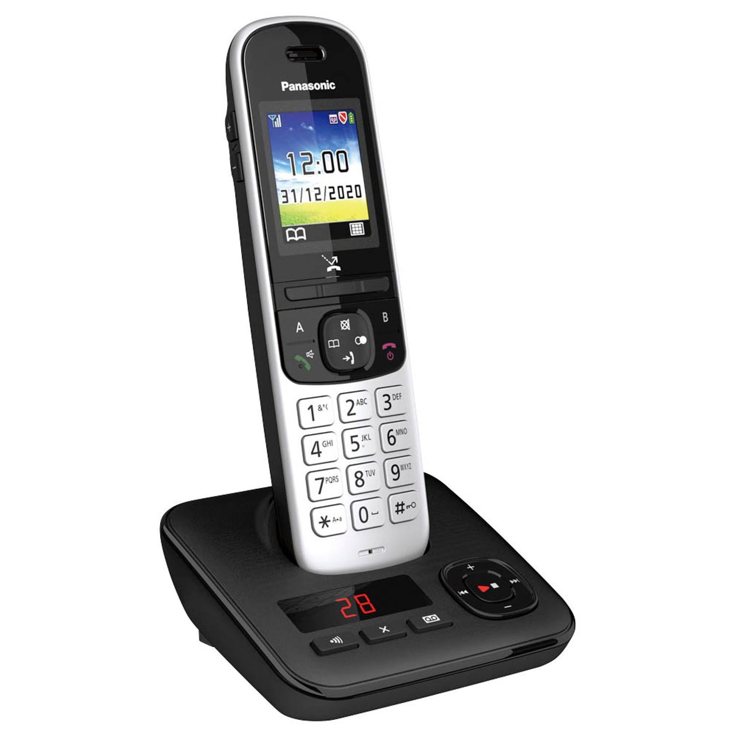 Panasonic Schnurloses Telefon mit Anrufbeantworter silber-schwarz | KX-TGH720GS