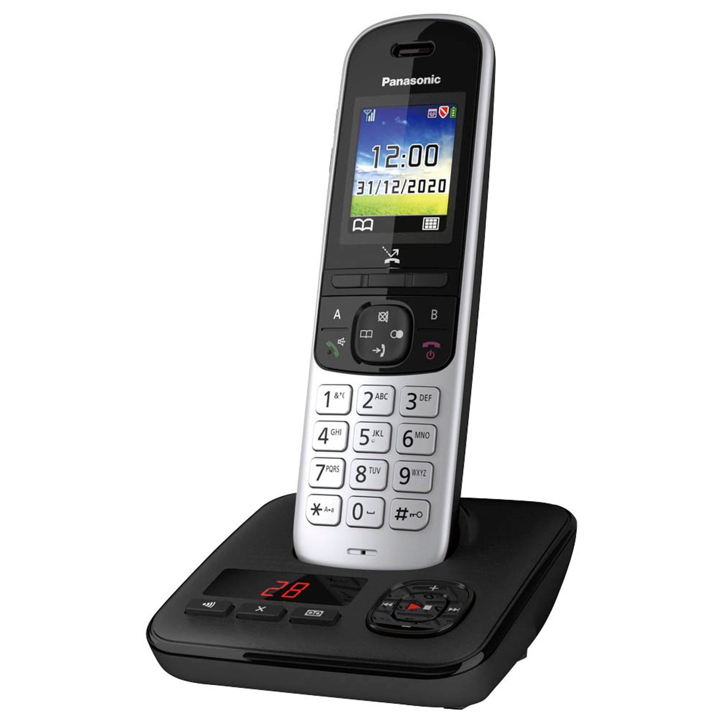 Panasonic Schnurloses Telefon mit Anrufbeantworter silber-schwarz | KX-TGH720GS