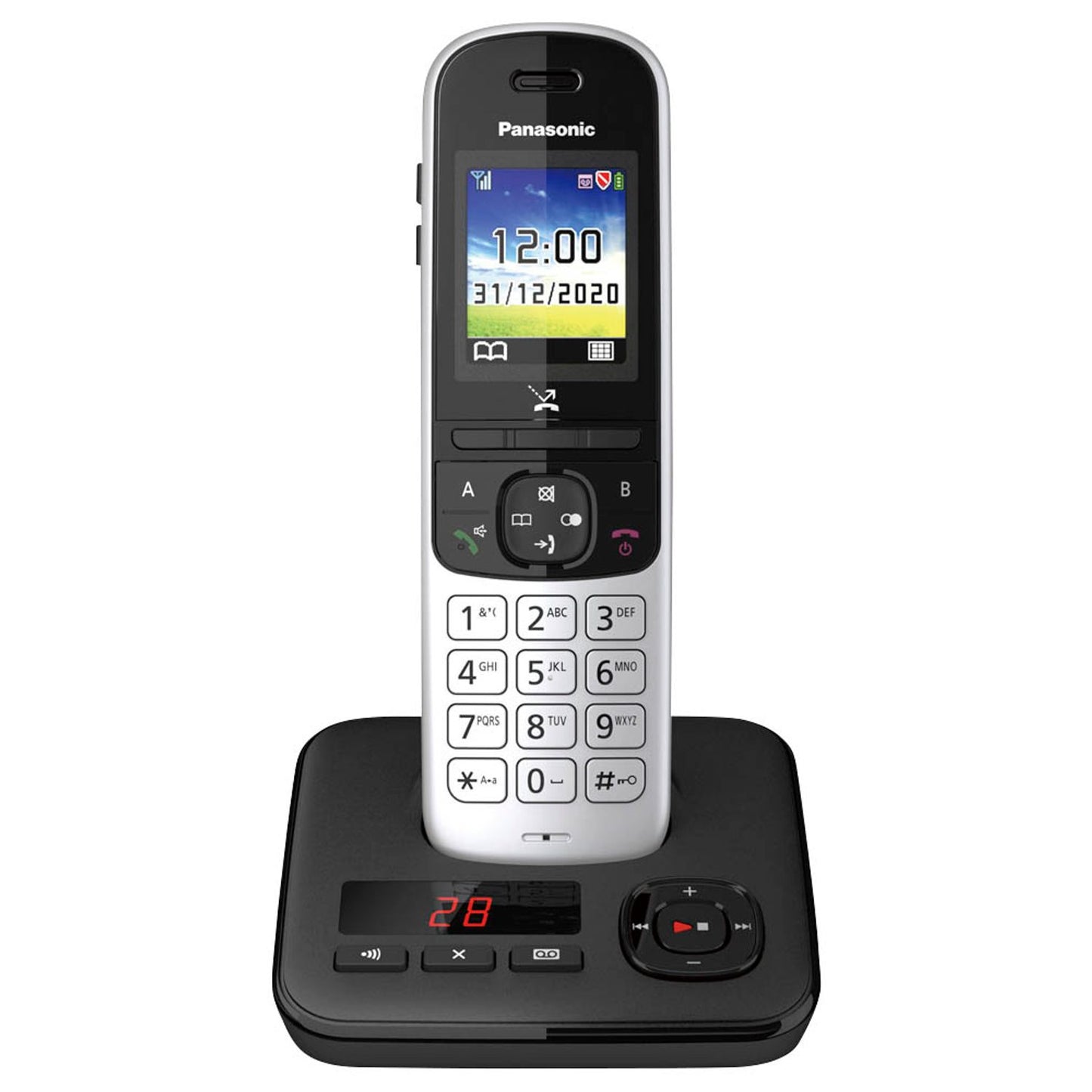 Panasonic Schnurloses Telefon mit Anrufbeantworter silber-schwarz | KX-TGH720GS