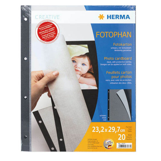 HERMA Fotokarton Fotoblätter schwarz 230 g/qm | 7577 | 1 Pack = 20 Blatt