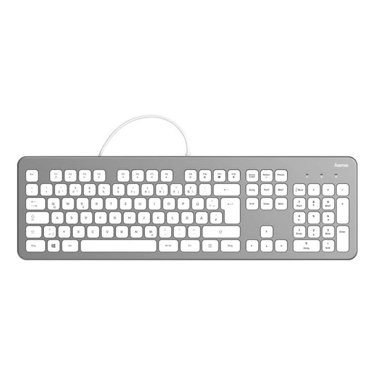 hama KC-700 Tastatur kabelgebunden silber, weiß | 182651