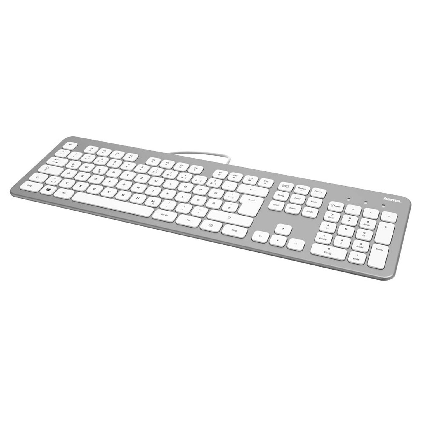 hama KC-700 Tastatur kabelgebunden silber, weiß | 182651