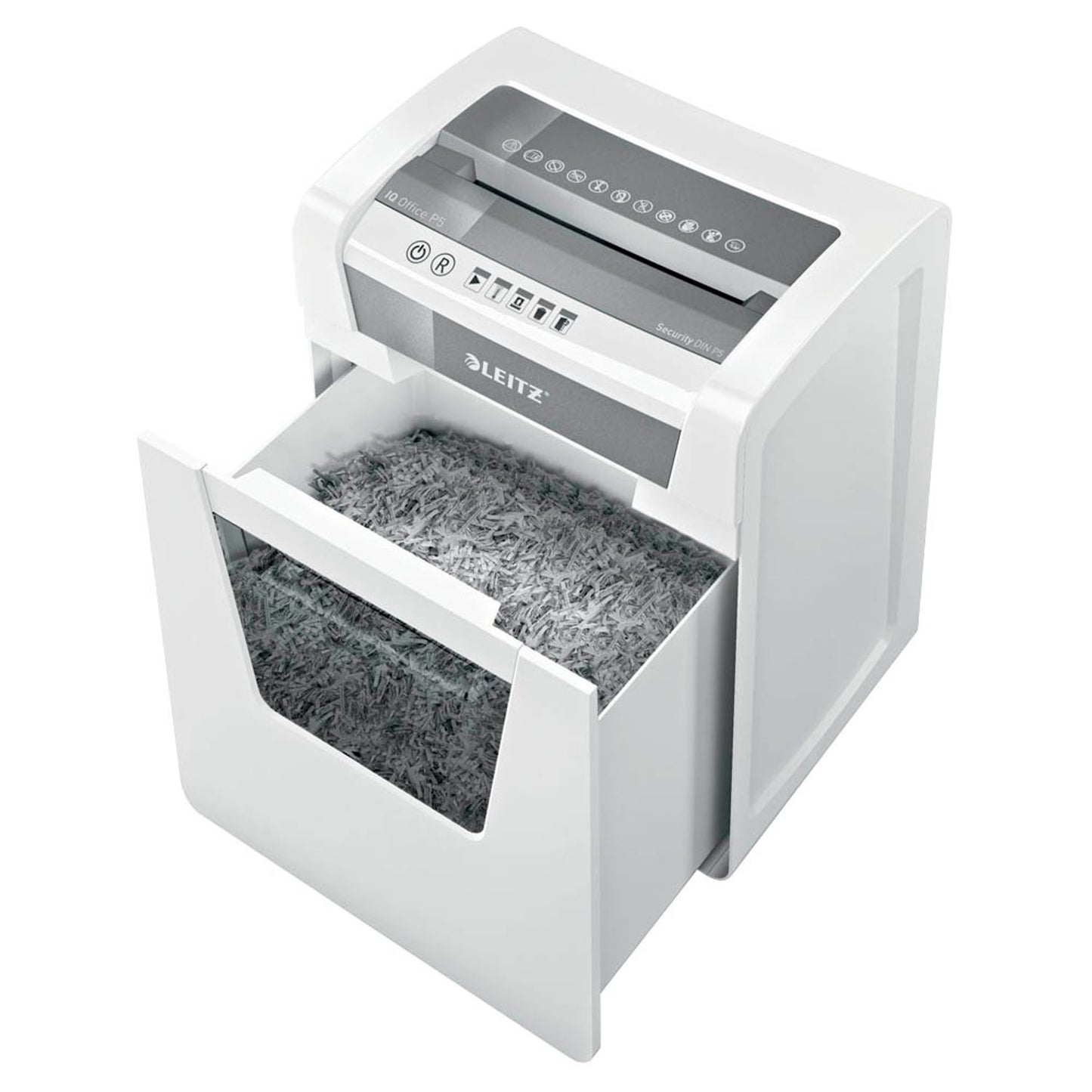 LEITZ IQ Office Aktenvernichter mit Partikelschnitt P-5, 2 x 15 mm, bis , weiß | 80020000
