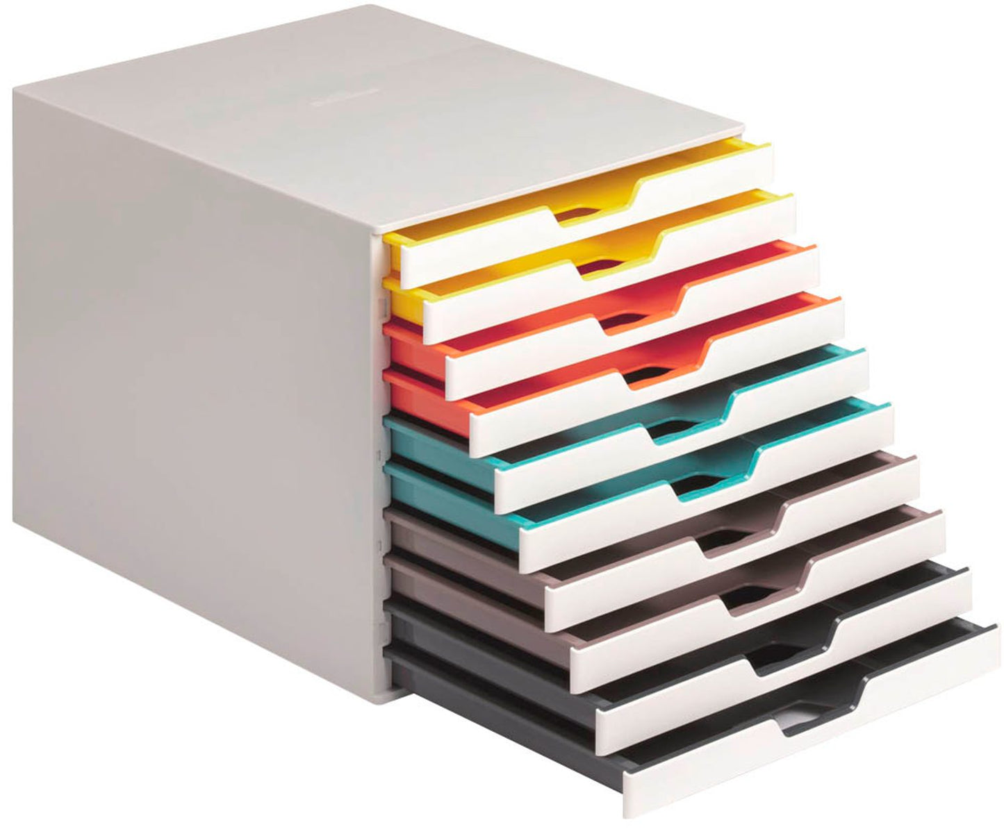 DURABLE Schubladenbox VARICOLOR®  weiß mit bunten Farblinien, DIN C4,