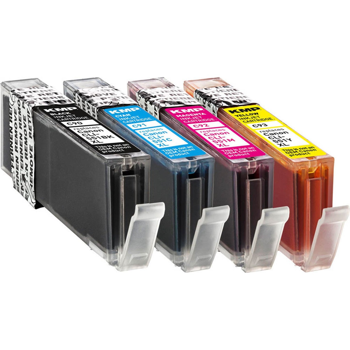KMP C90V schwarz, cyan, magenta, gelb Druckerpatronen kompatibel zu Canon CLI-551 XL BK/C/M/Y, 4er-Set | 1520,0050 | 1 Pack = 4 St.