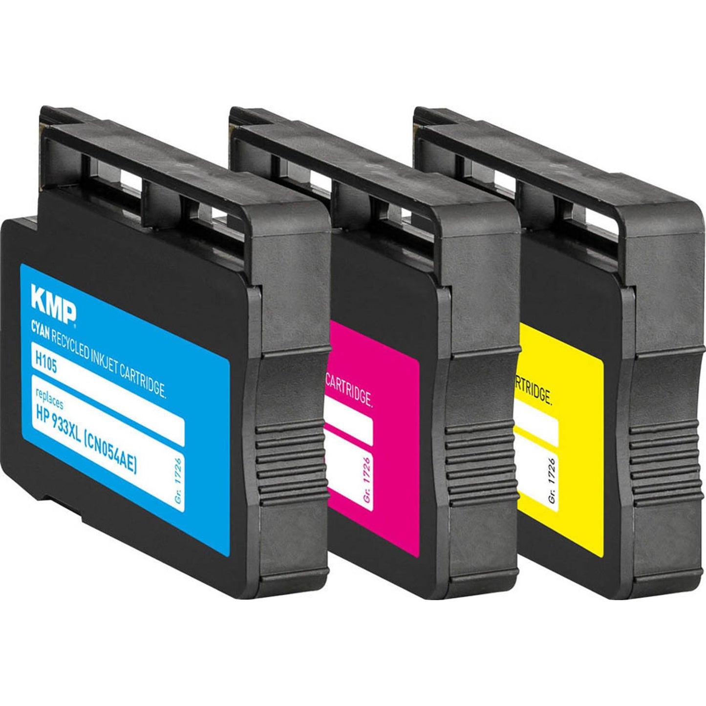 KMP H105V cyan, magenta, gelb Druckerpatronen kompatibel zu HP 933XL (CN054AE, CN055AE, CN056AE), 3er-Set | 1726,4050 | 1 Aktionspack = 3 St.