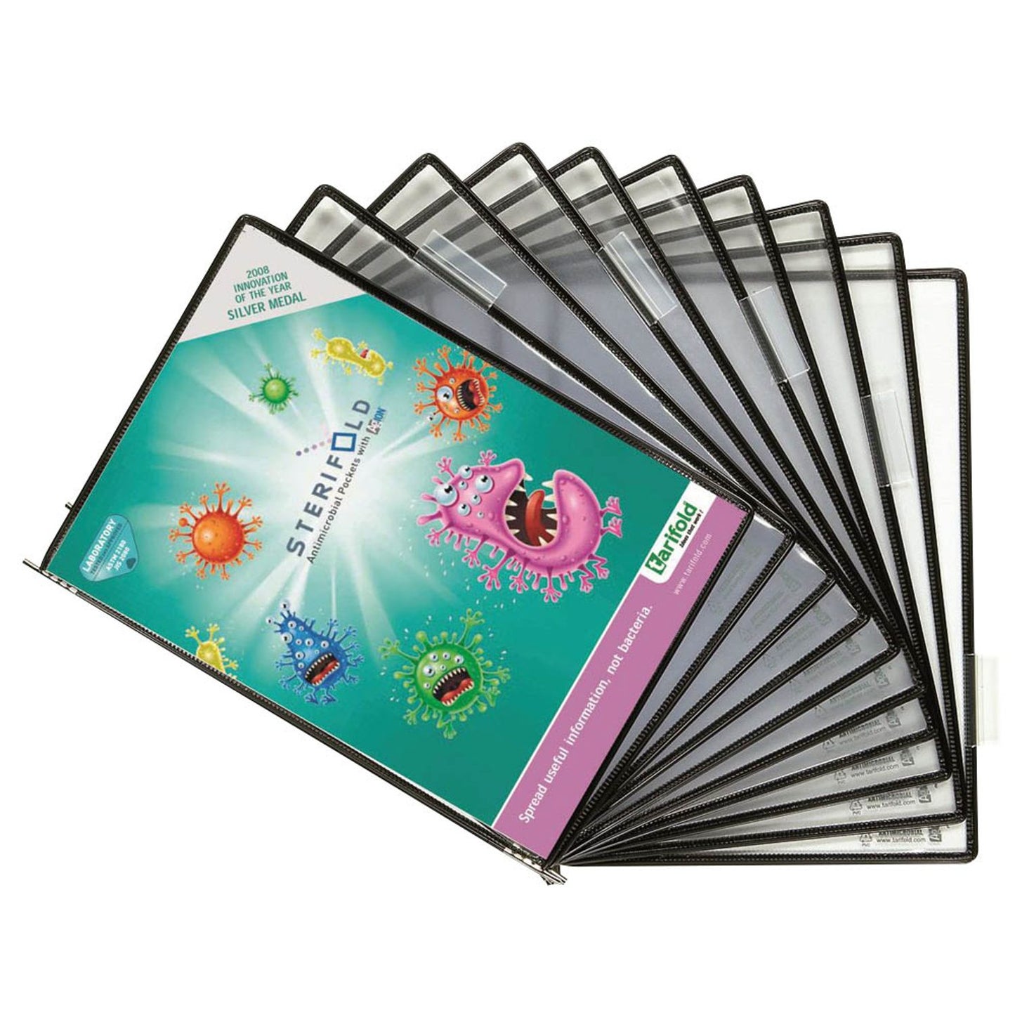tarifold Sichttafeln mit 5 Aufsteckreitern DIN A4 schwarz, Öffnung oben | 114507 | 1 Pack = 20 St.