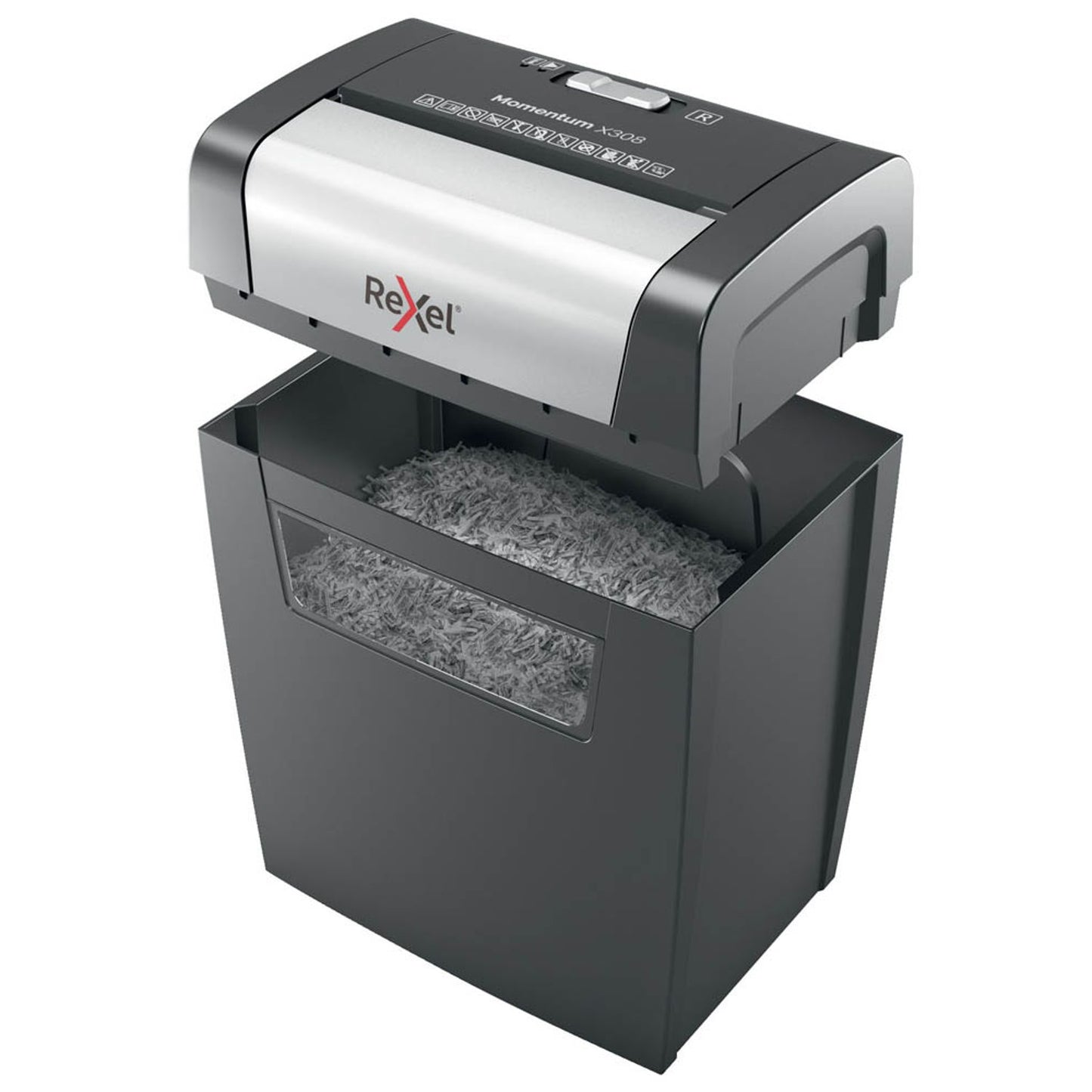 Rexel Momentum X308 Aktenvernichter mit Partikelschnitt P-3, 5 x 42 mm, bis , schwarz | 2104570EU