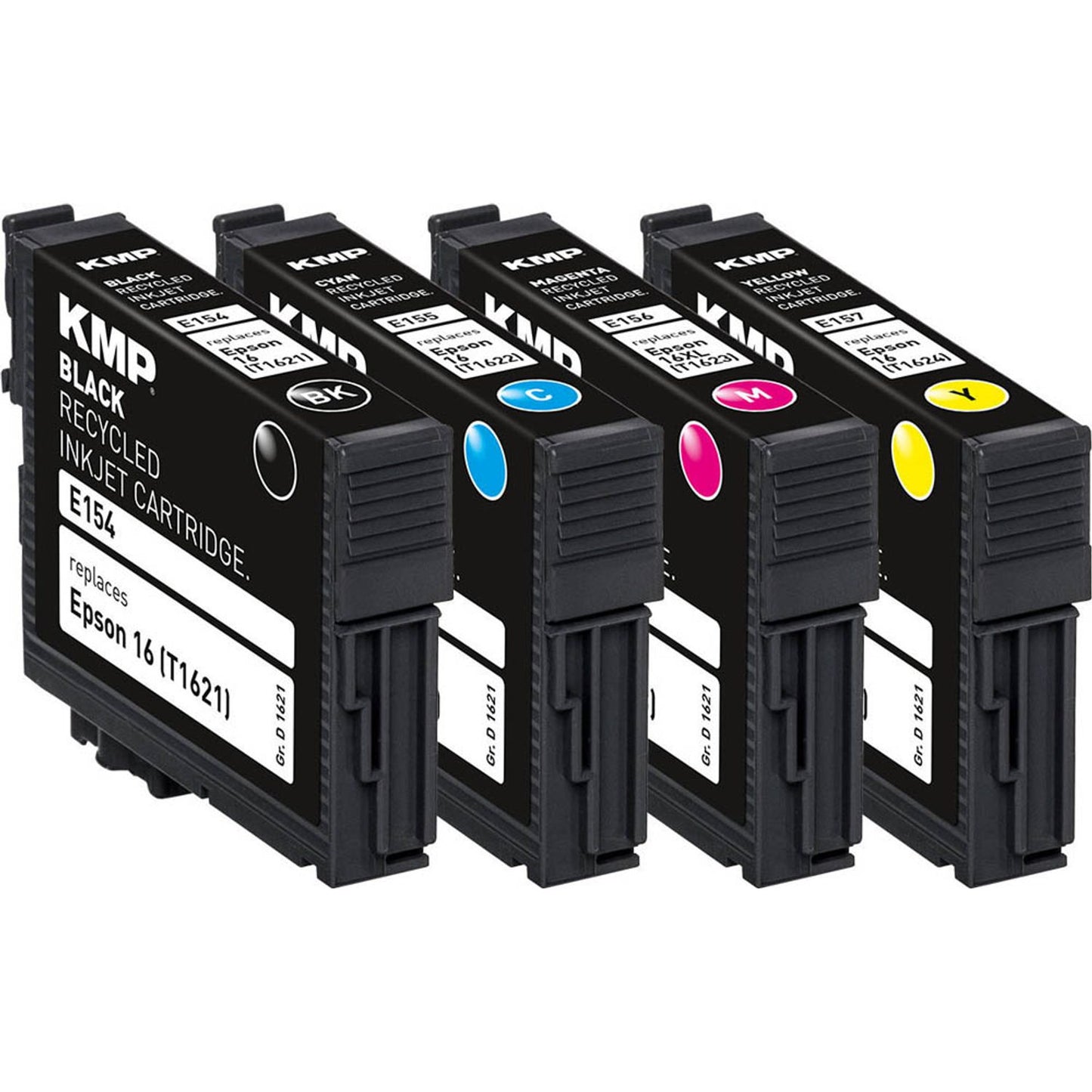 KMP E154V schwarz, cyan, magenta, gelb Druckerpatrone kompatibel zu EPSON 16 / T1626, 4er-Set | 1621,4850 | 1 Pack = 4 St.