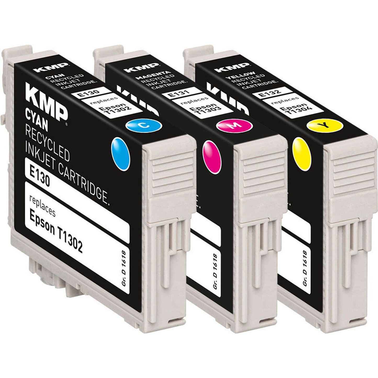 KMP E130V cyan, magenta, gelb Druckerpatronen kompatibel zu EPSON T1306XL, 3er-Set | 1618,4050 | 1 Pack = 3 St.
