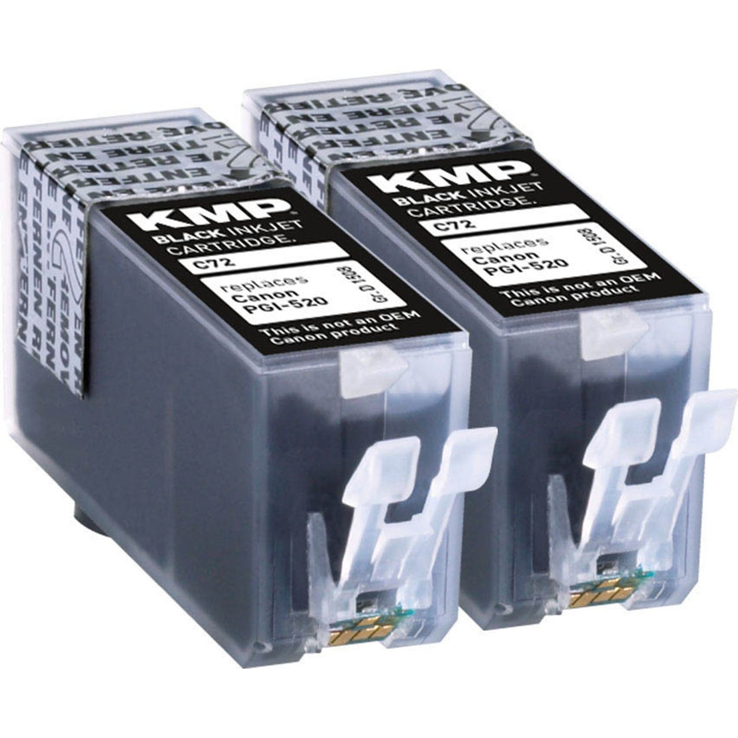 KMP C72D schwarz Druckerpatronen kompatibel zu Canon 2x PGI-520, 2er-Set | 1508,0021 | 1 Pack = 2 St.