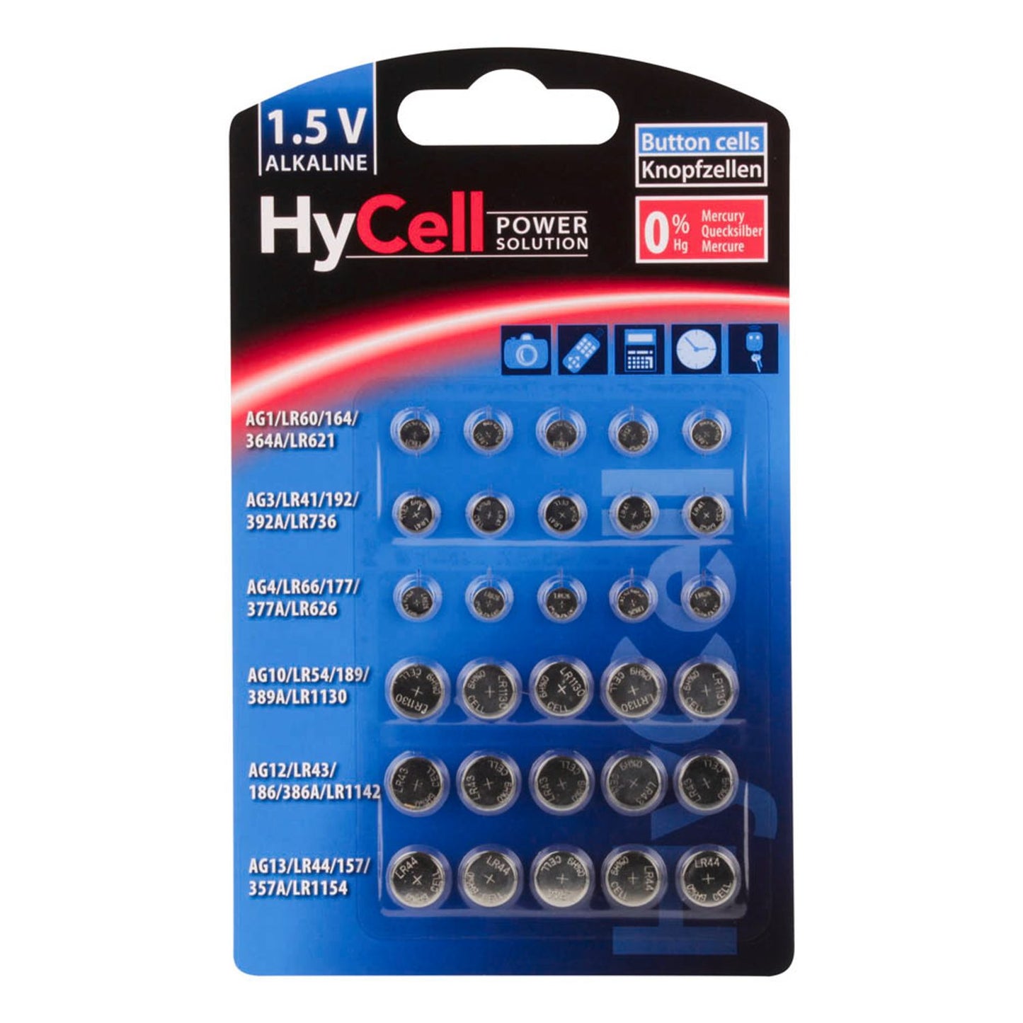 HyCell Knopfzellen-Set 1,5 V | 5015473 | 1 Set = 30 St.